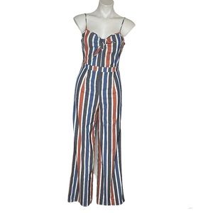 ROMEO & JULIET Stripe Jumpsuit Wide Legs Adjustable Spaghetti Straps Size Medium